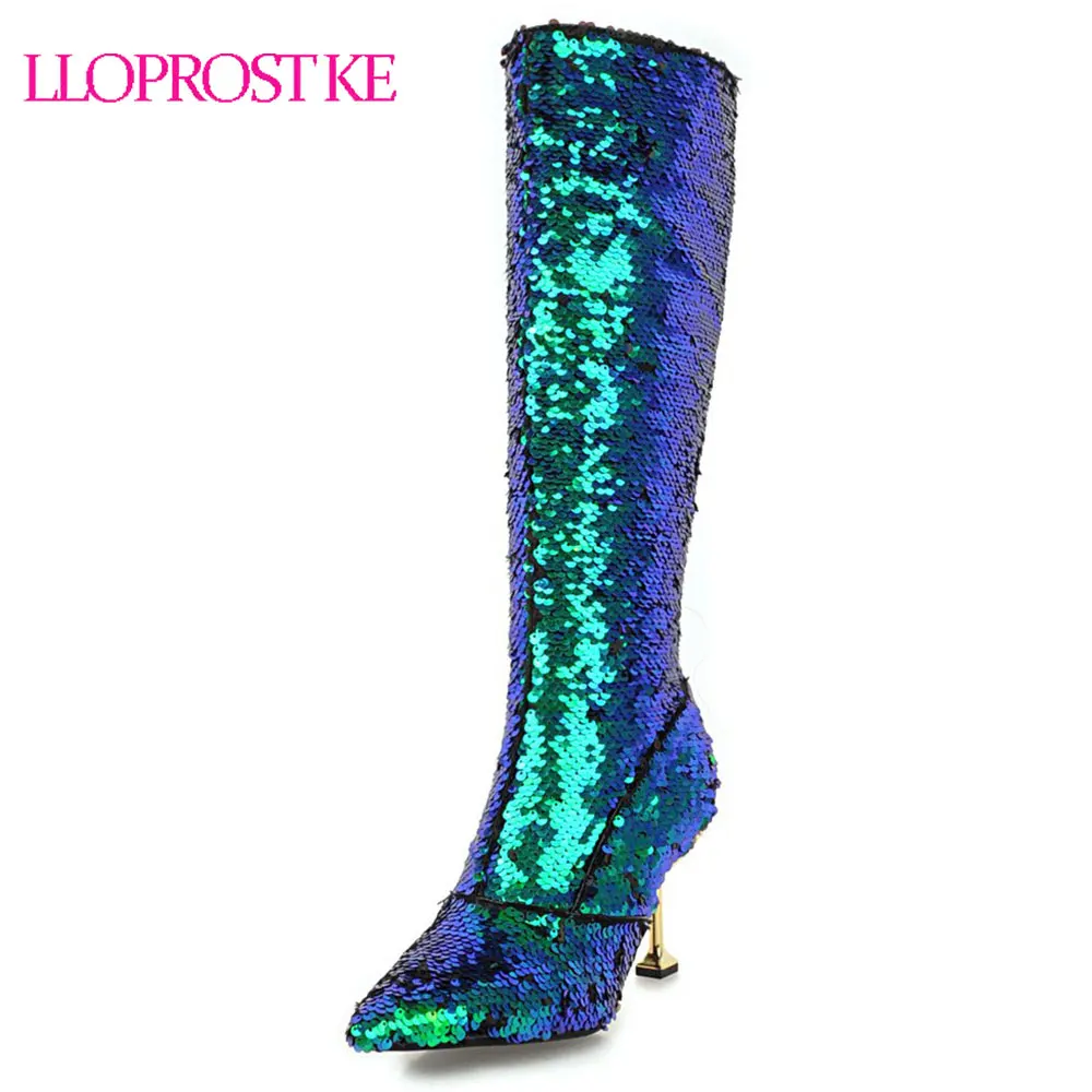 Lloprost ke Plus Size 32-43 Thin High Heels Women Boot Bling Pointed Toe Footwear Knee High Female Boots Shoes Women Black D280
Lloprost ke Plus Size 32-43 Thin High Heels Women Boot Bling Pointed Toe Footwear Knee High Female Boots Shoes Women Black D280