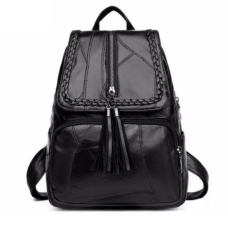 Новинка 2019 стильные модные женские черные рюкзаки из искусственной кожи Женская