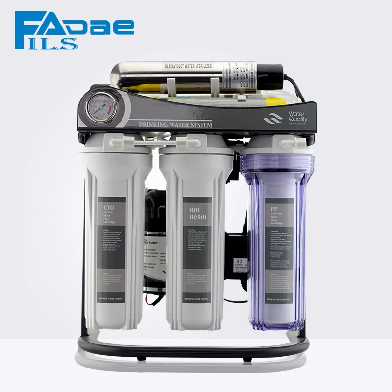 7 Stage Household Reverse Osmosis System 75GPD with Resin filter&UV sterilizer,remove calcium,magnesium ions,Bacteria from water
7 Stage Household Reverse Osmosis System 75GPD with Resin filter&UV sterilizer,remove calcium,magnesium ions,Bacteria from water