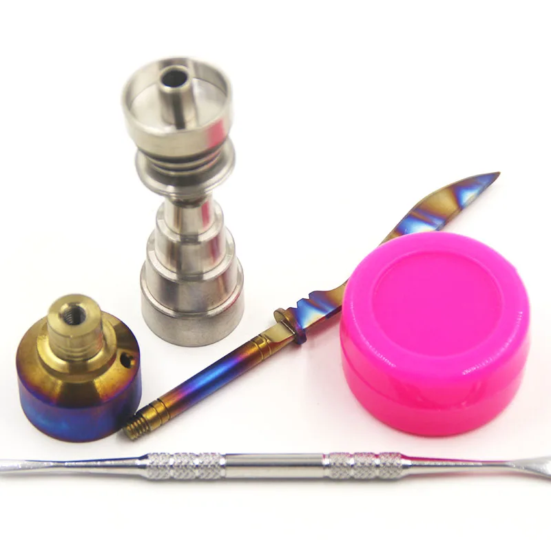 Rainbow Titanium Carb Cap Tool Titanium Nails 10mm 14mm 18mm Titanium knife style Dab Tool with Dabber for Christmas gift
Rainbow Titanium Carb Cap Tool Titanium Nails 10mm 14mm 18mm Titanium knife style Dab Tool with Dabber for Christmas gift