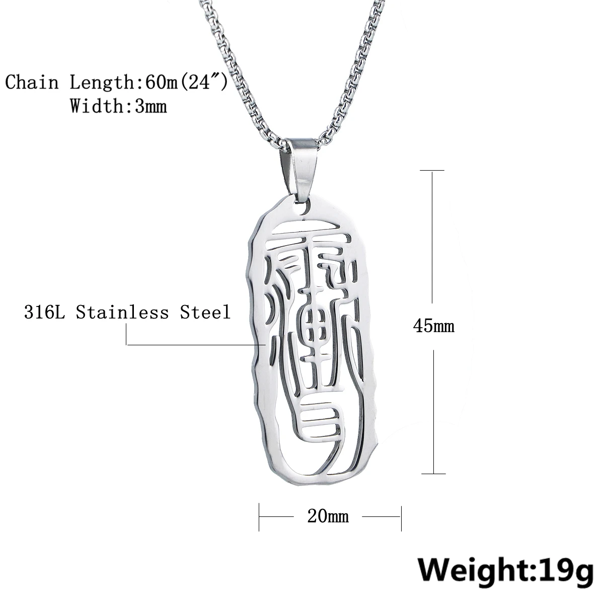 Taoist Spell Pendan ожерелье в китайском стиле ювелирные изделия из нержавеющей стали для