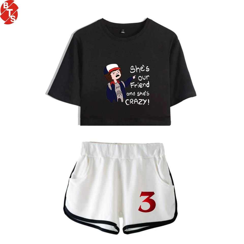 Stranger things 3 Women Two Piece Sets Summer Short Sleeve Crop Tops+Shorts 2018 Hot Sale Fashion Casual Girls Sexy Clothes
Stranger things 3 Women Two Piece Sets Summer Short Sleeve Crop Tops+Shorts 2018 Hot Sale Fashion Casual Girls Sexy Clothes