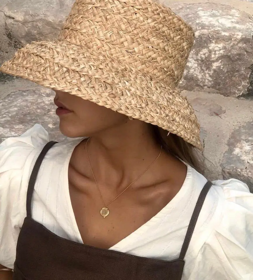 Americans retro flat-topped drooping hat eaves hand-woven Lafite Straw Hat Ladies outdoor sunshade sunscreen beach straw hat
Americans retro flat-topped drooping hat eaves hand-woven Lafite Straw Hat Ladies outdoor sunshade sunscreen beach straw hat