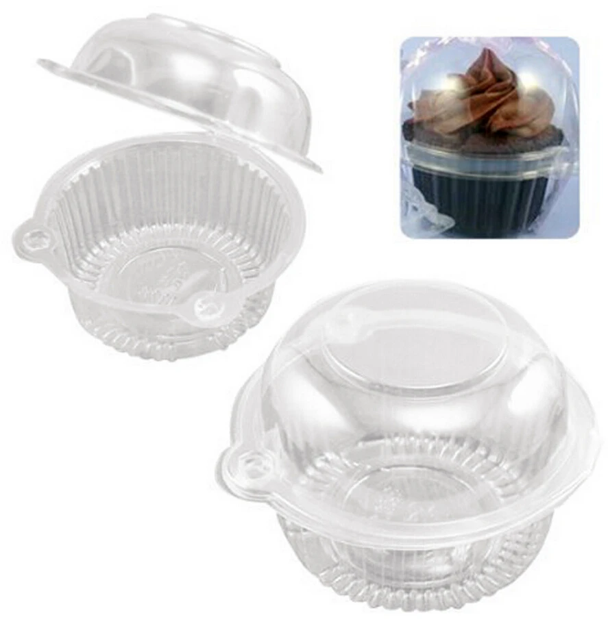 Фото 100 шт. Сова прозрачный Пластик контейнер пирожного Muffin Pod Купол держатель коробка