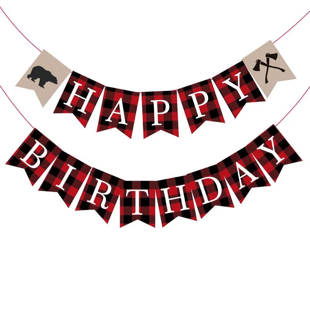 Lumberjack Happy Birthday Party Decorations Baby Shower Banner Black Red Lattice Paper Cards Hanging Bunting Kids Party Supplies
Lumberjack Happy Birthday Party Decorations Baby Shower Banner Black Red Lattice Paper Cards Hanging Bunting Kids Party Supplies