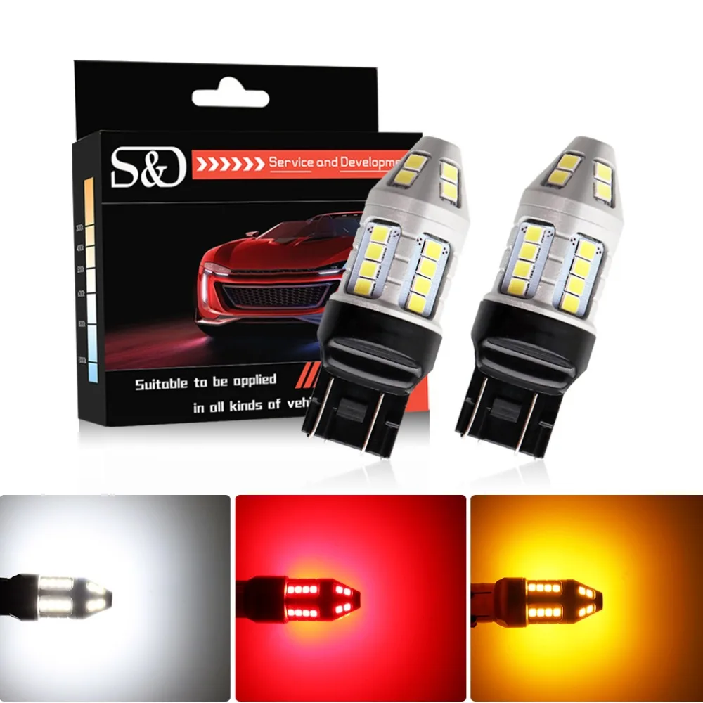2 шт. T20 LED 7443 W21/5 W WY21W лампы тормоза заднего хода парковочные задние фары DRL