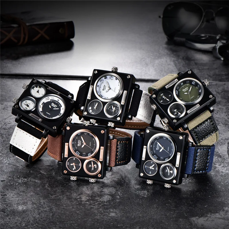 Oulm New Multiple Time Zone Watches Men Top Brand Luxury Fabric Square Big Size Quartz Clock Male Sport Watch relogio masculino
Oulm New Multiple Time Zone Watches Men Top Brand Luxury Fabric Square Big Size Quartz Clock Male Sport Watch relogio masculino