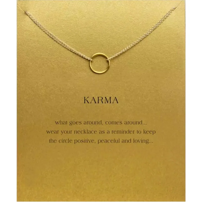 2018 New Circle Round Pendant Short Chain Choker Necklace For Women Golden wish necklace with card Jewelry As gift KARMA
2018 New Circle Round Pendant Short Chain Choker Necklace For Women Golden wish necklace with card Jewelry As gift KARMA