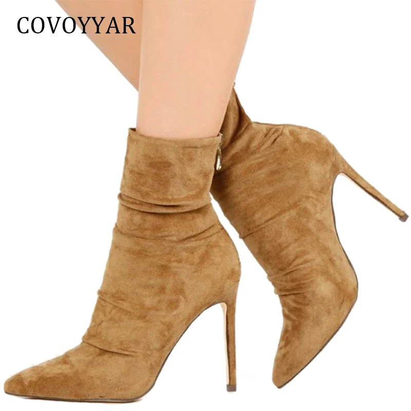 COVOYYAR 2021 Fashion Pleated Ankle Boots Autumn Winter Pointed Toe Flock Women Socks Boots Back Zip Lady Thin High Heels WBS860
COVOYYAR 2021 Fashion Pleated Ankle Boots Autumn Winter Pointed Toe Flock Women Socks Boots Back Zip Lady Thin High Heels WBS860