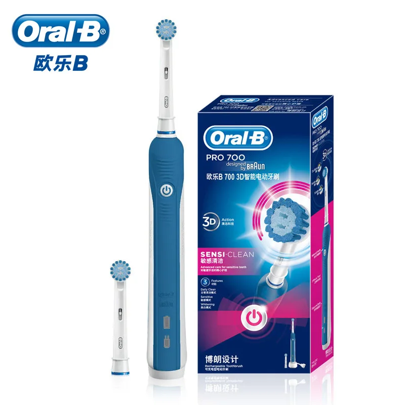 Oral B для взрослых электрическая зубная щетка Pro700 3D Действие перезаряжаемая Sensi