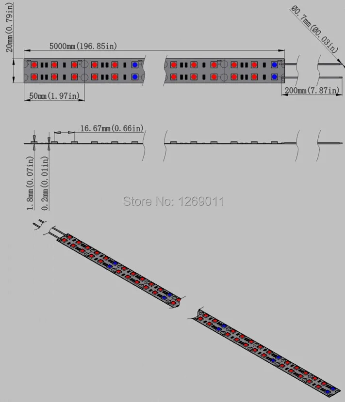 Unvarysam роста растений растет свет красный: синий/660nm: 460nm 120 светодиодов 28.8 Вт/м DC12V