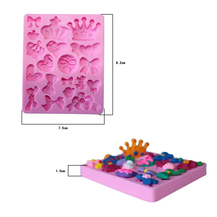 Силиконовая форма в форме различных корон и бантов 3D для помадки кружевная