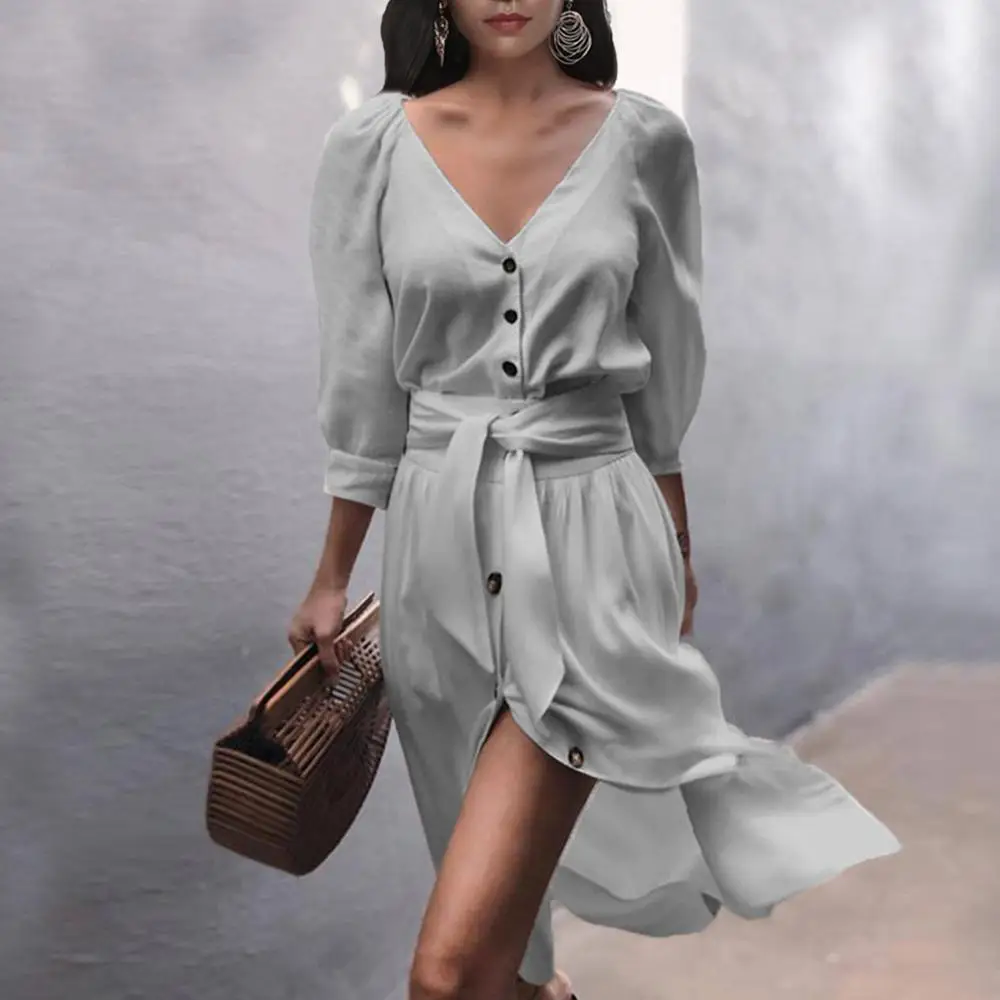 2019 Summer Dress Women Long Sleeve V-Neck Dresses Casual Sundress Loose Sashes Elegant Office Ladies Dresses Robe Femme
2019 Summer Dress Women Long Sleeve V-Neck Dresses Casual Sundress Loose Sashes Elegant Office Ladies Dresses Robe Femme