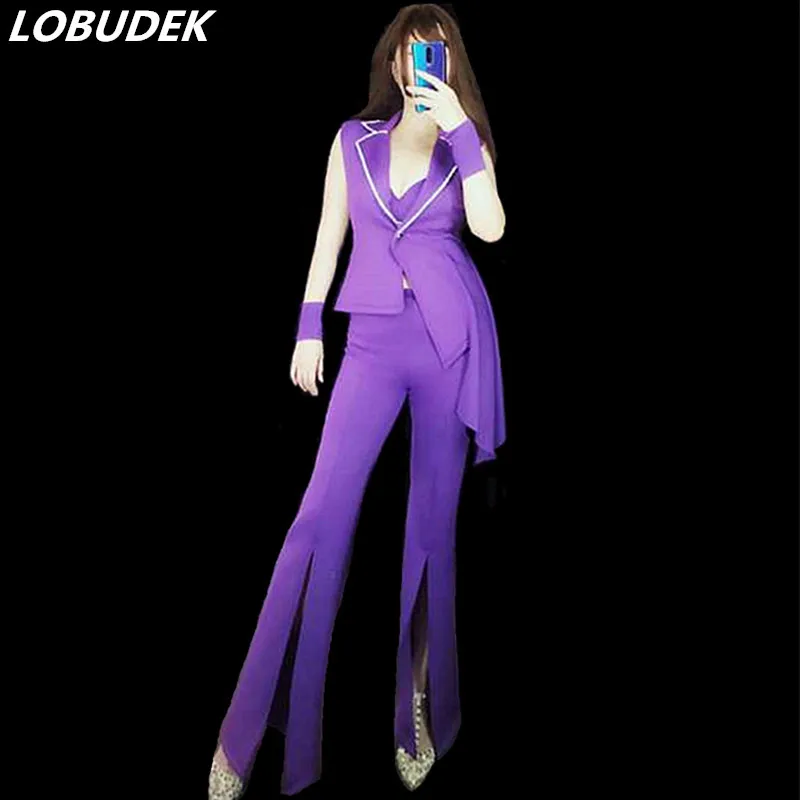 Women Purple 3 Pieces Set Nightclub Singer Host Suit Costume Bar Club Performance Clothing Party Fashion Sexy Slim Dance Outfit
Women Purple 3 Pieces Set Nightclub Singer Host Suit Costume Bar Club Performance Clothing Party Fashion Sexy Slim Dance Outfit