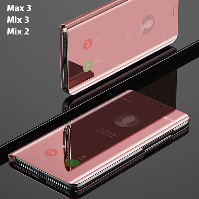 Флип чехол для смартфона с зеркальным покрытием Xiaomi Mi Mix 2 3 Max Max3 твердые кожаные