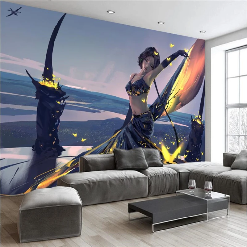 

beibehang Customize any size fresco wallpaper HD cartoon beauty seaside living room wall background papel de parede wallpaper