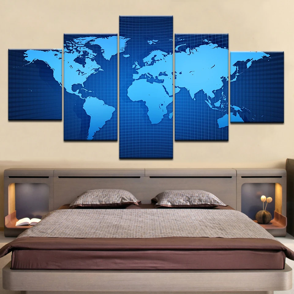 Paintings HD Abstract Canvas For Living Room Wall Art Poster 5 Pieces Blue World Map Decoration Pictures Modular Frame Artwork
Paintings HD Abstract Canvas For Living Room Wall Art Poster 5 Pieces Blue World Map Decoration Pictures Modular Frame Artwork