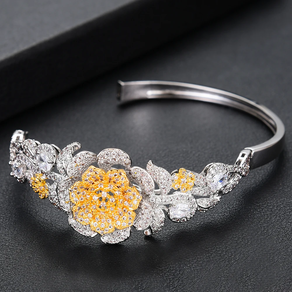 SisCathy 4PCS Flower Jewelry Sets For Women Wedding Zircon Indian African Bridal Brecelet/Earrings/Necklace/Ring Jewelry Sets
SisCathy 4PCS Flower Jewelry Sets For Women Wedding Zircon Indian African Bridal Brecelet/Earrings/Necklace/Ring Jewelry Sets