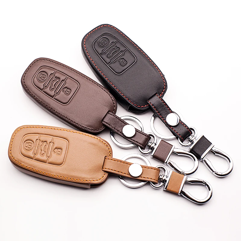 Leather Car Key Holder Keyboard cover cases for Audi A3 A5 Q3 Q5 Q7 A6 C5 C6 A4 B6 B7 B8 TT 80 S6 car key case protect shell | Автомобили