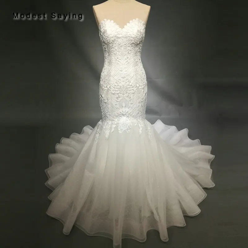 Luxury White Mermaid Embroidery Wedding Dresses 2018 with Sweetheart High Quality Lace Bridal Gowns with Lace Up Custom Made
Luxury White Mermaid Embroidery Wedding Dresses 2018 with Sweetheart High Quality Lace Bridal Gowns with Lace Up Custom Made