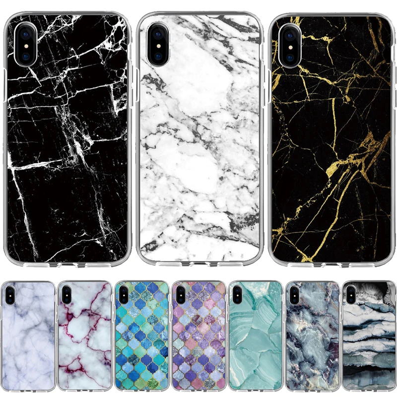 Чехол для телефона с мраморным рисунком iPhone 6 6S 7 8 X XR XS MAX мягкий чехол из ТПУ Plus 5