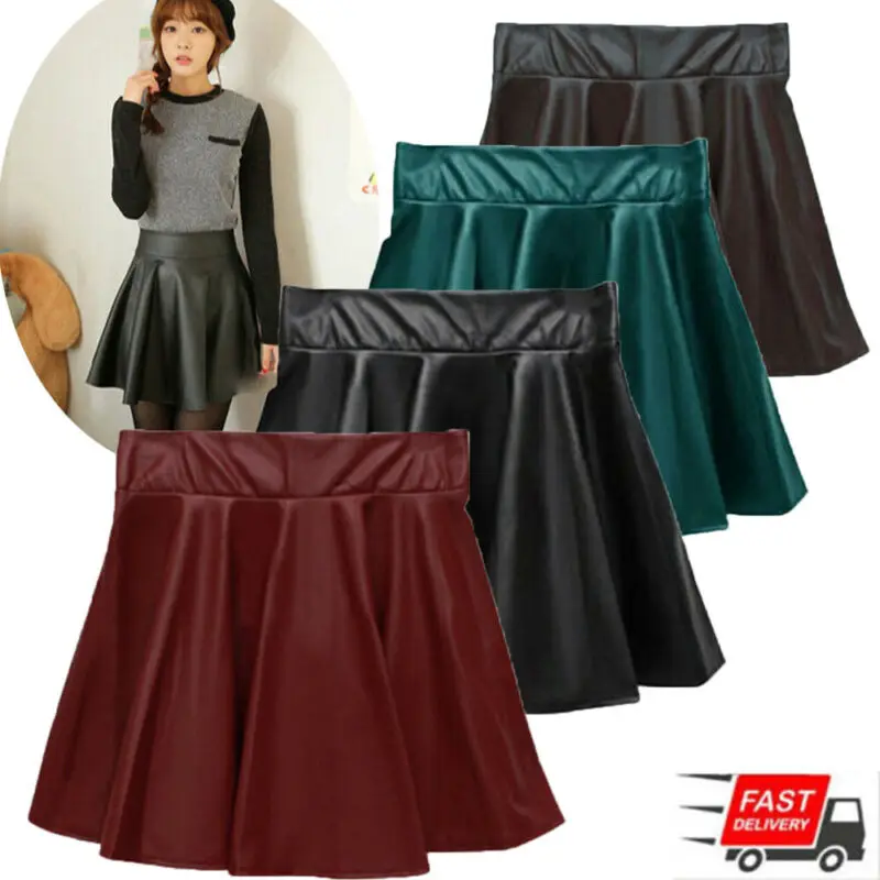 New Women Stretch High Waist PU Leather Skirts Flared Pleated Mini Skirt Solid Faux Leather Short Skirt
New Women Stretch High Waist PU Leather Skirts Flared Pleated Mini Skirt Solid Faux Leather Short Skirt