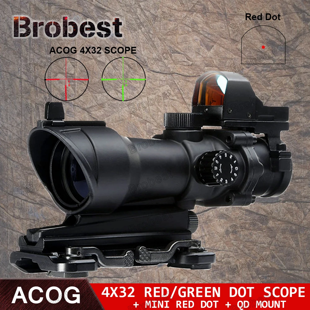 Acog 4X32 оптический прицел с креплением QD и мини красной точкой для снайпера