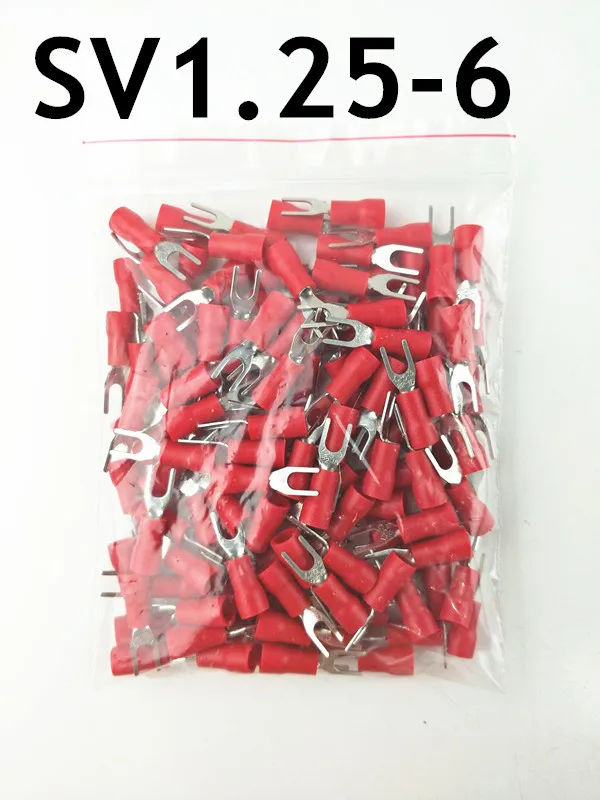 100PCS/Pack SV1.25-6 Insulated Fork Cable Wire Terminal Connector Electrical Crimp Terminal red
100PCS/Pack SV1.25-6 Insulated Fork Cable Wire Terminal Connector Electrical Crimp Terminal red