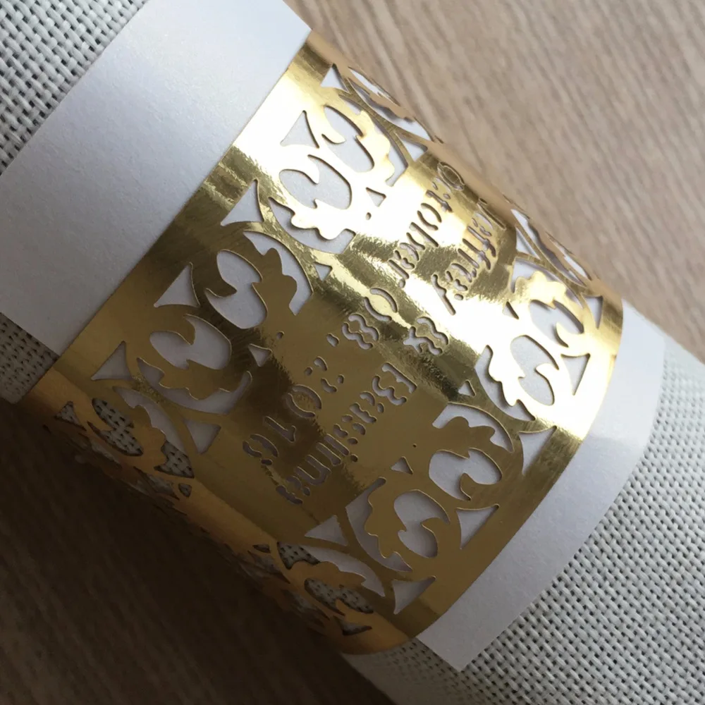 100pcs/lot Metallic Gold Paper Napkin Rings for Wedding Decoration Party Supplies Dinner Banquet Table Decoration Custom Names
100pcs/lot Metallic Gold Paper Napkin Rings for Wedding Decoration Party Supplies Dinner Banquet Table Decoration Custom Names