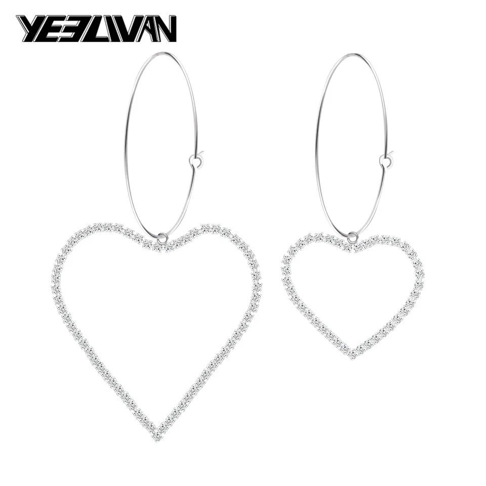 1 Pair Big and Small Heart Shape Rock Earrings for Women Newest Design Fashion Circle Glittering Crystal Dangle Earrings aretes
1 Pair Big and Small Heart Shape Rock Earrings for Women Newest Design Fashion Circle Glittering Crystal Dangle Earrings aretes