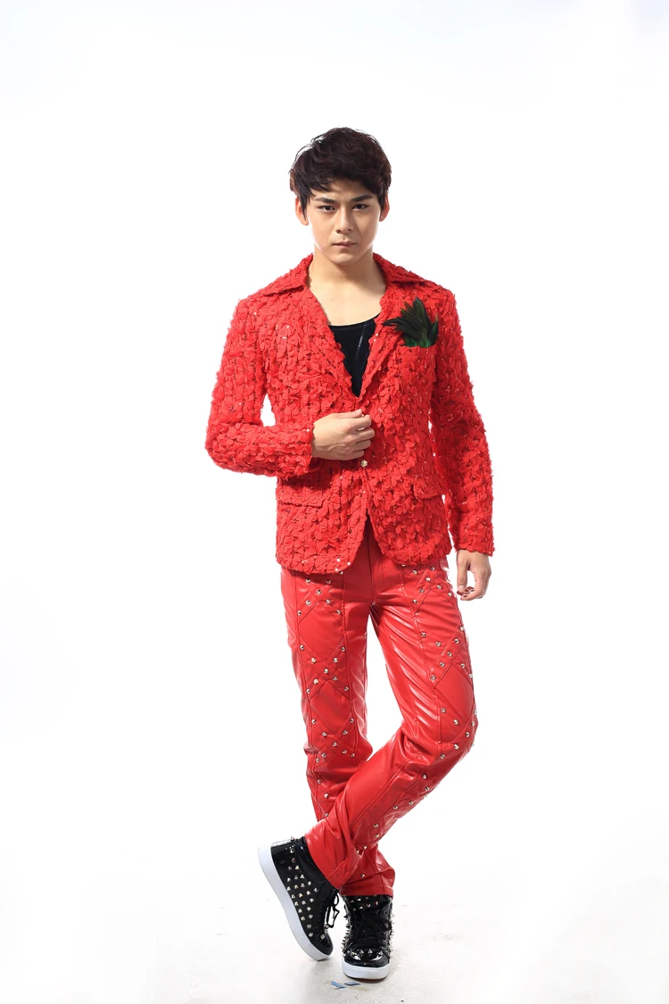 Men's Three-dimensional Flowers Red slim suit the host singer stage performance wear groom Wedding Formal Dress
Men's Three-dimensional Flowers Red slim suit the host singer stage performance wear groom Wedding Formal Dress