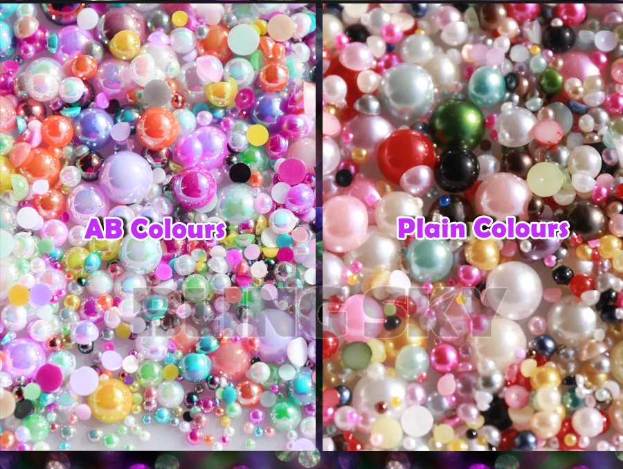 Полукруглые бусины разных цветов имитация плоского жемчуга из АБС пластика 2 мм 3