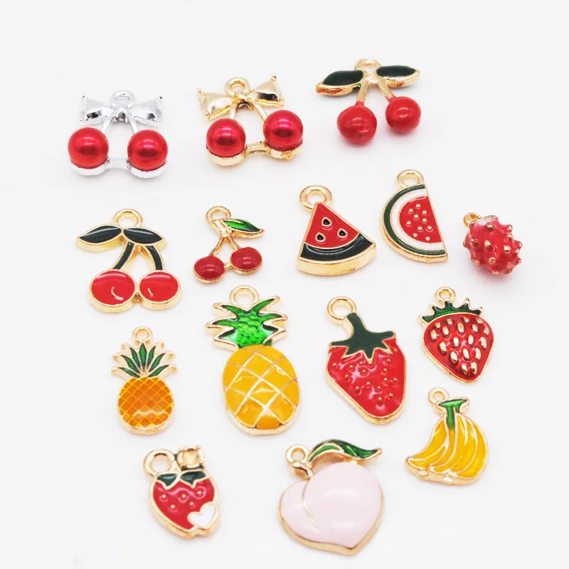 15pc/pack Mixed Style Fruit Watermelon Cherry Enamel Beads Charm Pendant For DIY Handmade Earring Jewelry Findings Accessories
15pc/pack Mixed Style Fruit Watermelon Cherry Enamel Beads Charm Pendant For DIY Handmade Earring Jewelry Findings Accessories