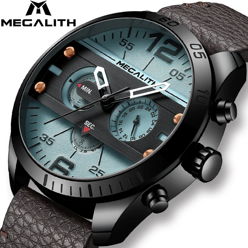 MEGALITH Fashion Sport Men's Watch Men Waterproof Multifunction Militray Leather Strap Quartz Men Watch Clock Relogio Masculino
MEGALITH Fashion Sport Men's Watch Men Waterproof Multifunction Militray Leather Strap Quartz Men Watch Clock Relogio Masculino
