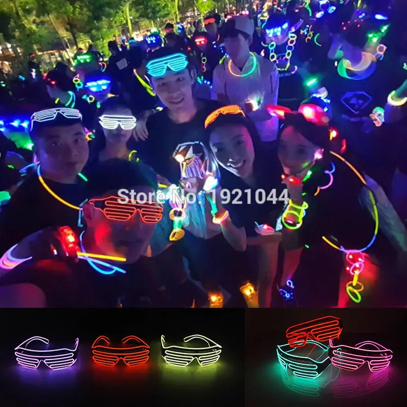10 видов цветов выбор EL Wire очки Neno светодиодные 3V мигающий инвертор светящиеся