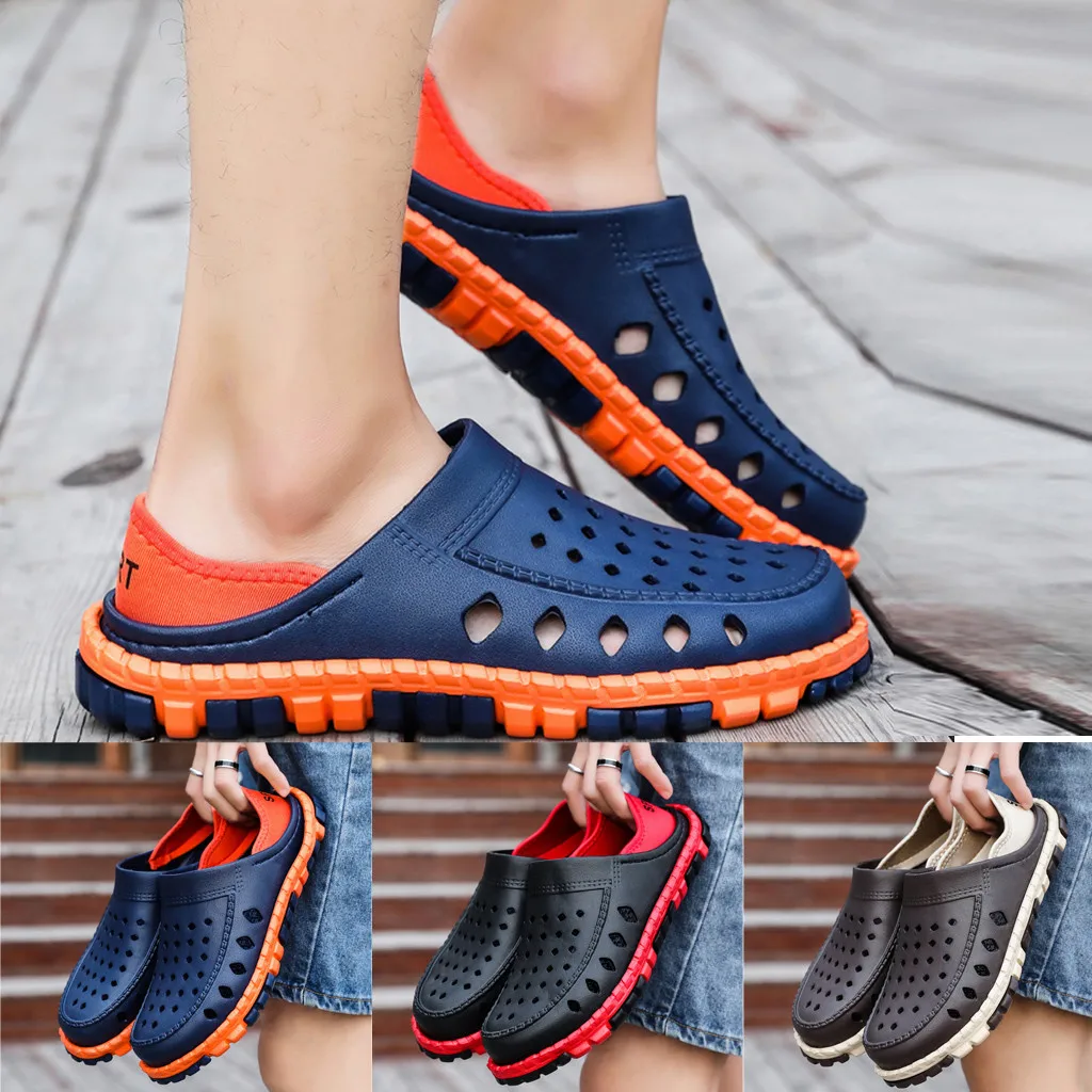 SAGACE Summer men's slippers casual flat shoes shallow mouth slippers non-slip beach breathable hole shoes new listing 2020 
SAGACE Summer men's slippers casual flat shoes shallow mouth slippers non-slip beach breathable hole shoes new listing 2020