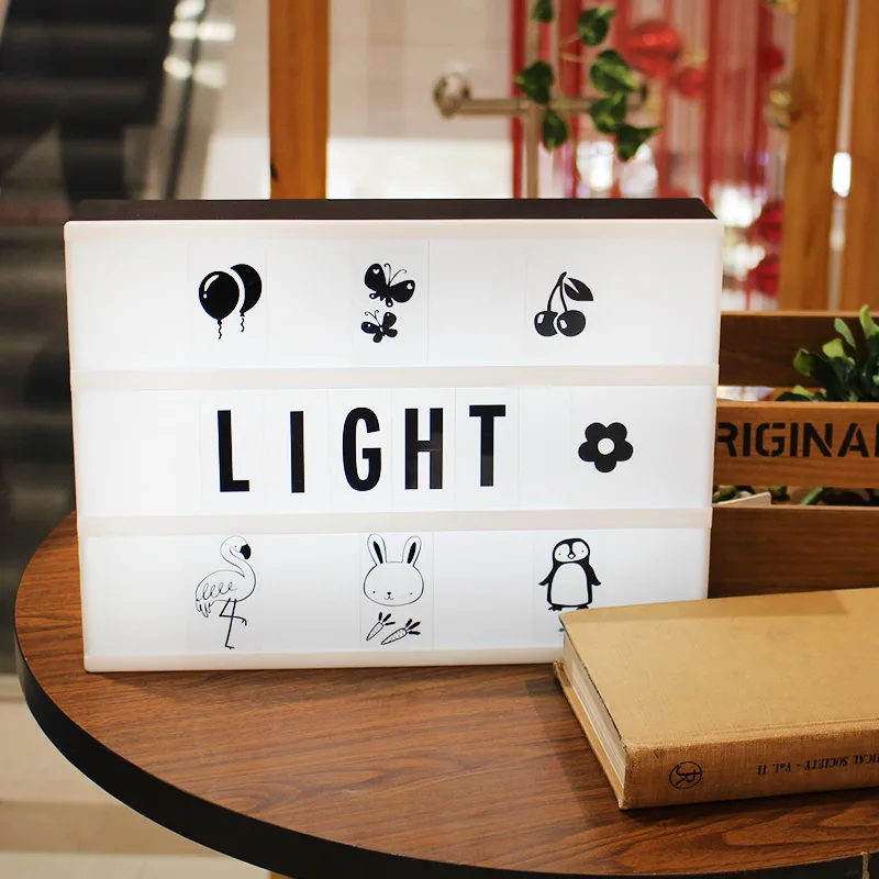 A5 LED Light Box Letters DIY Three Line Lightbox Black Letter Cards Combination Night Light USB or Battery Operated Table Lamp
A5 LED Light Box Letters DIY Three Line Lightbox Black Letter Cards Combination Night Light USB or Battery Operated Table Lamp