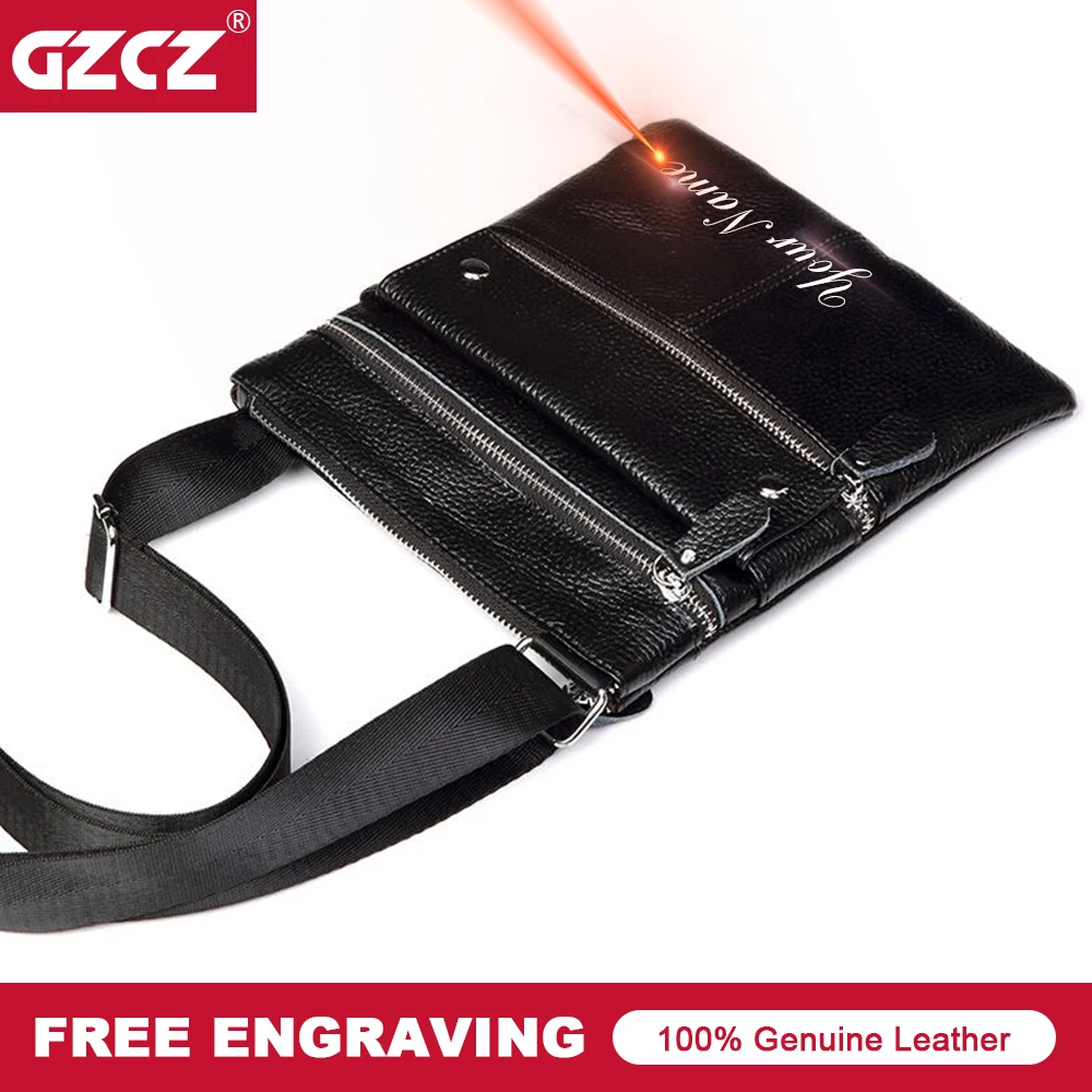 GZCZ Men Handbags Genuine Leather Men's Fashion Messenger Bags Zipper Cell Phone Pocket Flap Male Bag Portomonee Free Engraving
GZCZ Men Handbags Genuine Leather Men's Fashion Messenger Bags Zipper Cell Phone Pocket Flap Male Bag Portomonee Free Engraving