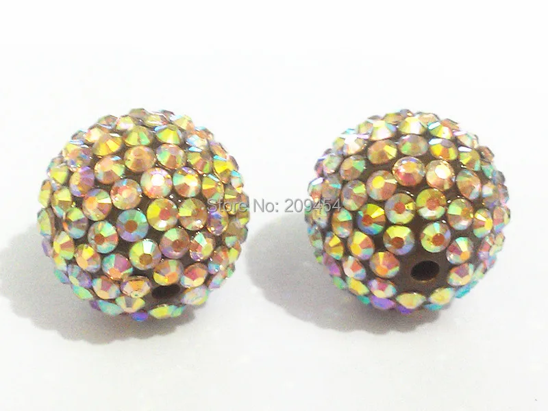 Бусины шарики со стразами цвета шампанского 20 мм 100 шт./лот|chunky beads|beads for kidsrhinestone ball