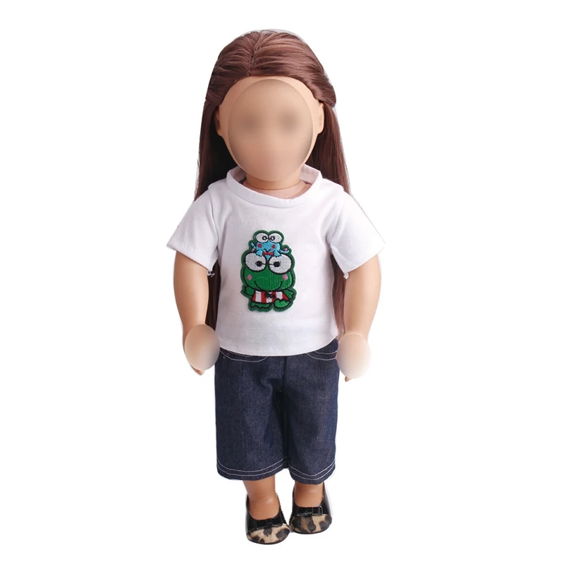 18 inch Girls doll clothes 2pcs Cute cartoon T-shirt + pants American new born dress Baby toys fit 43 cm baby accessories c155
18 inch Girls doll clothes 2pcs Cute cartoon T-shirt + pants American new born dress Baby toys fit 43 cm baby accessories c155