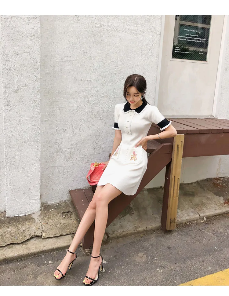 ZAWFL Korean 2020 Fashion Hit Color Knitting Mini Dress Summer Women Beading Bow Short Sleeve Embroidery Sweet Sweater Dress
ZAWFL Korean 2020 Fashion Hit Color Knitting Mini Dress Summer Women Beading Bow Short Sleeve Embroidery Sweet Sweater Dress