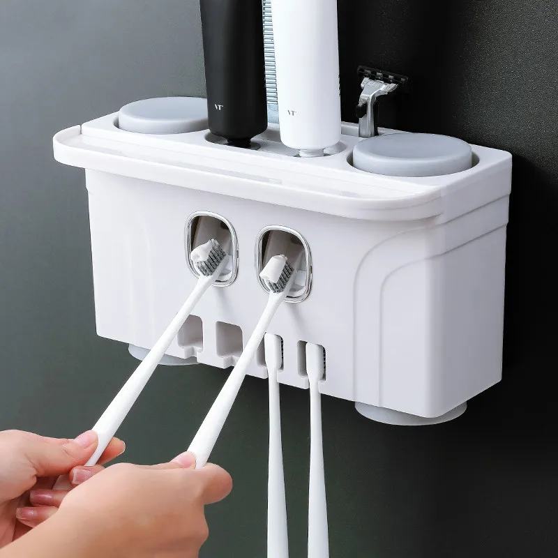 Auto Squeezing Toothpaste Dispenser Toothbrush Holder Suction Cup Set Bathroom Accessories Storage Rack with 4 Cups
Auto Squeezing Toothpaste Dispenser Toothbrush Holder Suction Cup Set Bathroom Accessories Storage Rack with 4 Cups