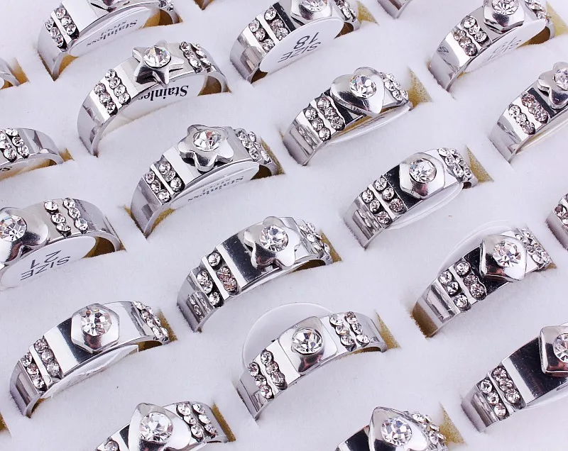 Wholesale Bulk Lots 25Pcs Mixed Heart Flower Rhinestone Stainless Steel Ring Wedding Bridal Valentine Fashion Jewelry 17-21MM
Wholesale Bulk Lots 25Pcs Mixed Heart Flower Rhinestone Stainless Steel Ring Wedding Bridal Valentine Fashion Jewelry 17-21MM