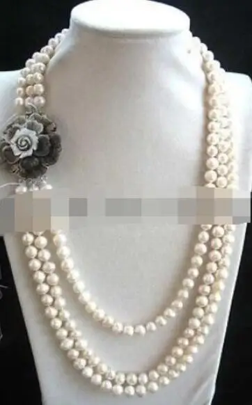 Selling Jewelry>>>3rows 9mm white freshwater pearl round and black shell flower necklace 18-20"nature
Selling Jewelry>>>3rows 9mm white freshwater pearl round and black shell flower necklace 18-20"nature