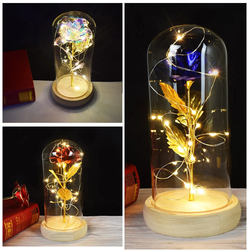 Beauty And The Beast Rose With LED Light In Glass Dome Gold plated Red Flowers Forever rose For Mother's Day Gift
Beauty And The Beast Rose With LED Light In Glass Dome Gold plated Red Flowers Forever rose For Mother's Day Gift