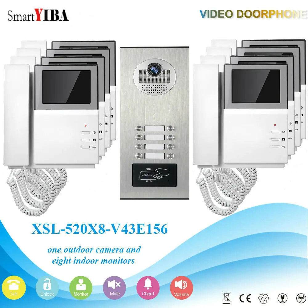 Домофон SmartYIBA RFID для дома домофон с камерой квартиры 6/8/10/12 ручных мониторов |