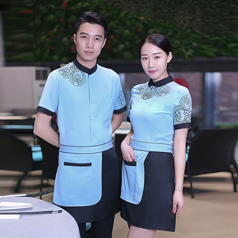 Summer Short Sleeved Work Clothes Hotel Restaurant Farmhouse Waiter Uniforms Tea House Food Service Work Wear for Women Men
Summer Short Sleeved Work Clothes Hotel Restaurant Farmhouse Waiter Uniforms Tea House Food Service Work Wear for Women Men