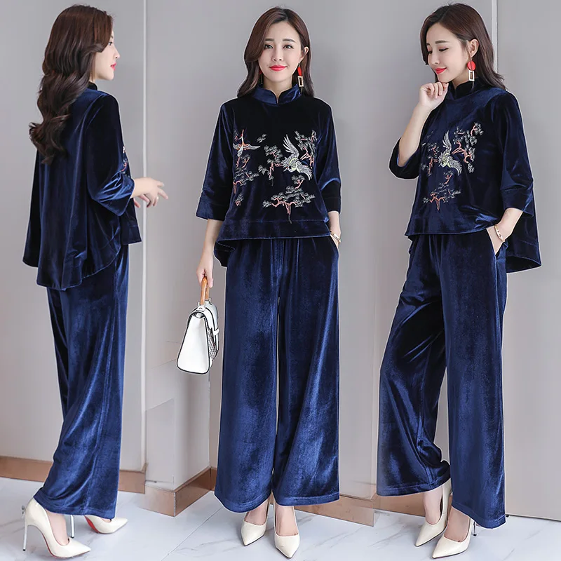 Spring autumn Folk Style Traditional Chinese Clothing embroidered Tang Suit Chinese elegant clothing (Top+pant) garment sets
Spring autumn Folk Style Traditional Chinese Clothing embroidered Tang Suit Chinese elegant clothing (Top+pant) garment sets