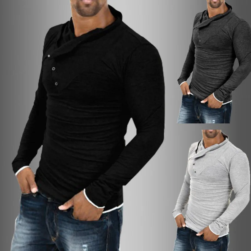 Men Fashion Tshirts Turn-Down Collar Slim Fit Long Sleeve Mens Clothing T Shirts Shirt Oblique Button Solid Color T-shirt
Men Fashion Tshirts Turn-Down Collar Slim Fit Long Sleeve Mens Clothing T Shirts Shirt Oblique Button Solid Color T-shirt