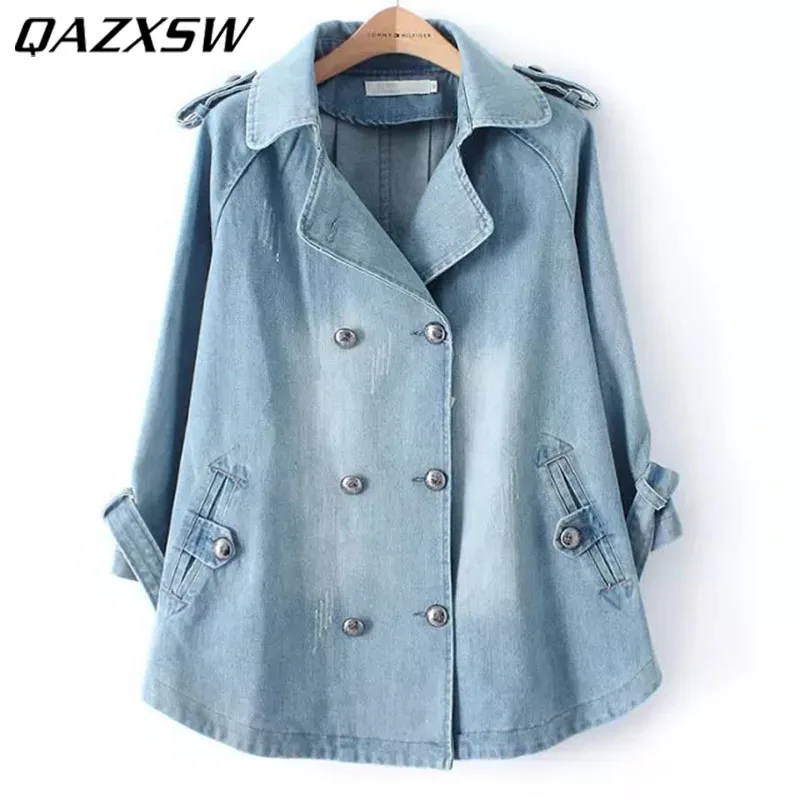 QAZXSW Women Spring Autumn Demin Coat For Women Jeans Jacket Peter Pan Collar Double Breasted Long Sleeve Demin Cardigan HB124
QAZXSW Women Spring Autumn Demin Coat For Women Jeans Jacket Peter Pan Collar Double Breasted Long Sleeve Demin Cardigan HB124